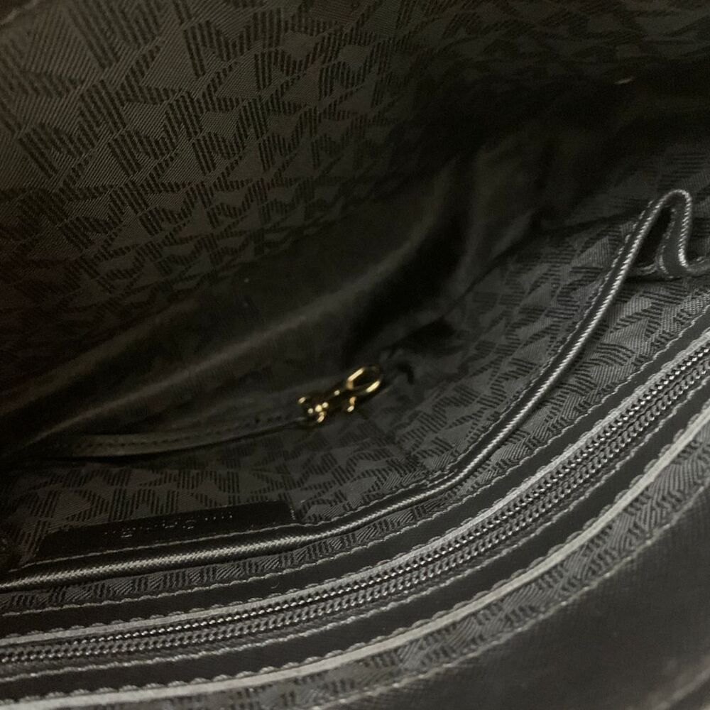 Michael Kors Black Saffiano Leather Tote Bag Gold Tone MK Charm Medium - Picture 7 of 13